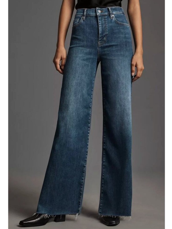 Frame Denim Denim - Frame Le Slim Palazzo High Rise Wide Leg Jeans Raw Fray Size 33 Denim Western